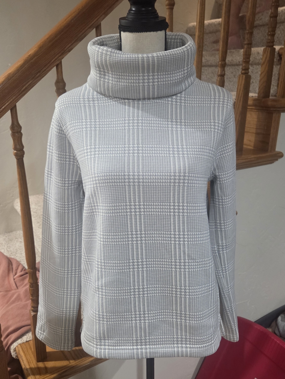 J. Crew Light Gray Plaid Turtleneck Sweater